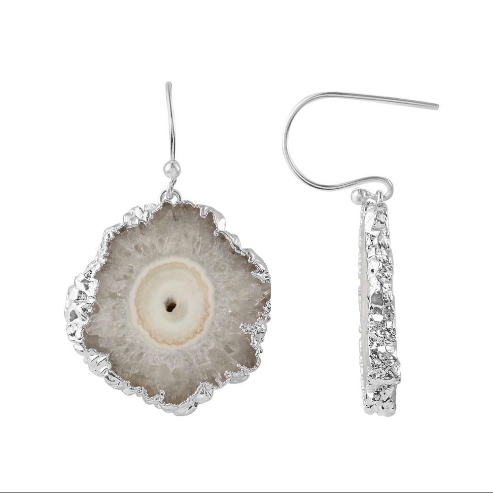 Silver Agate Drop Earrings